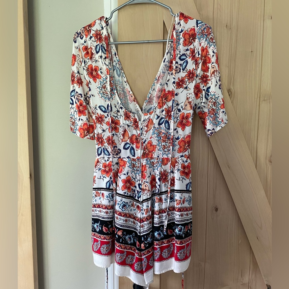 Blue rain floral romper